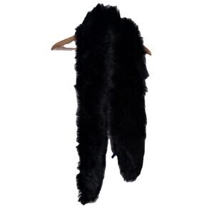 Elietian Black Faux Fur Scarf Neck Warmer 66”x7” Mob Boss Evening Out Cocktail